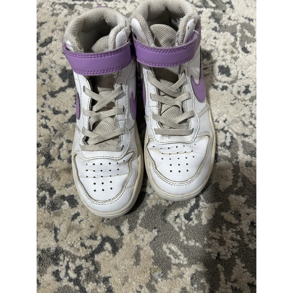 Girls White And Purple Nike High Top Shoes Size 1 - Picture 3 of 4